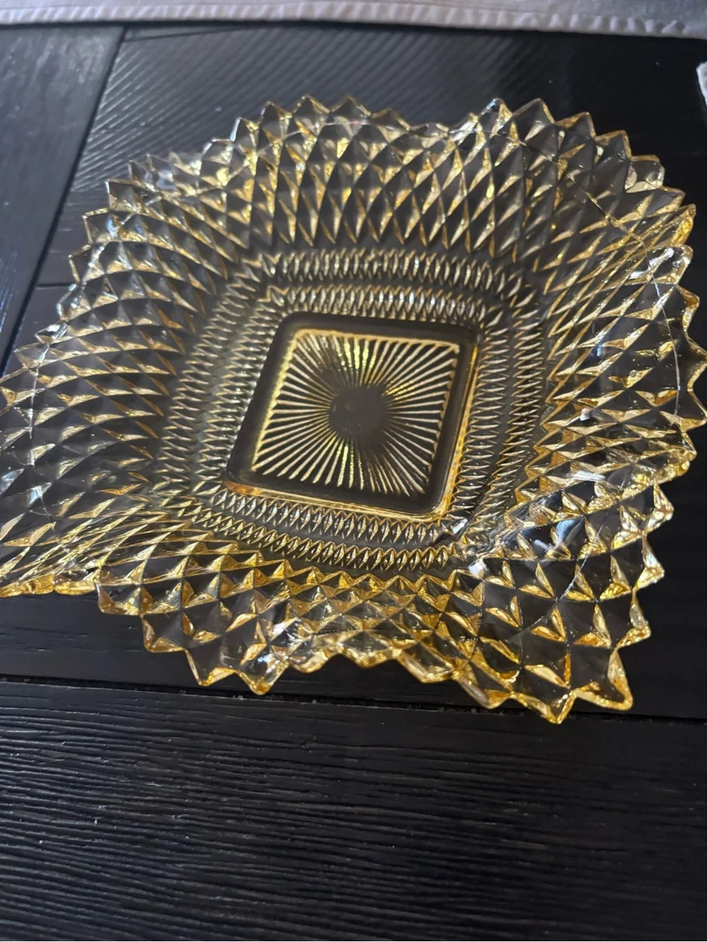 Indiana glass diamond point or a diamond cut dish